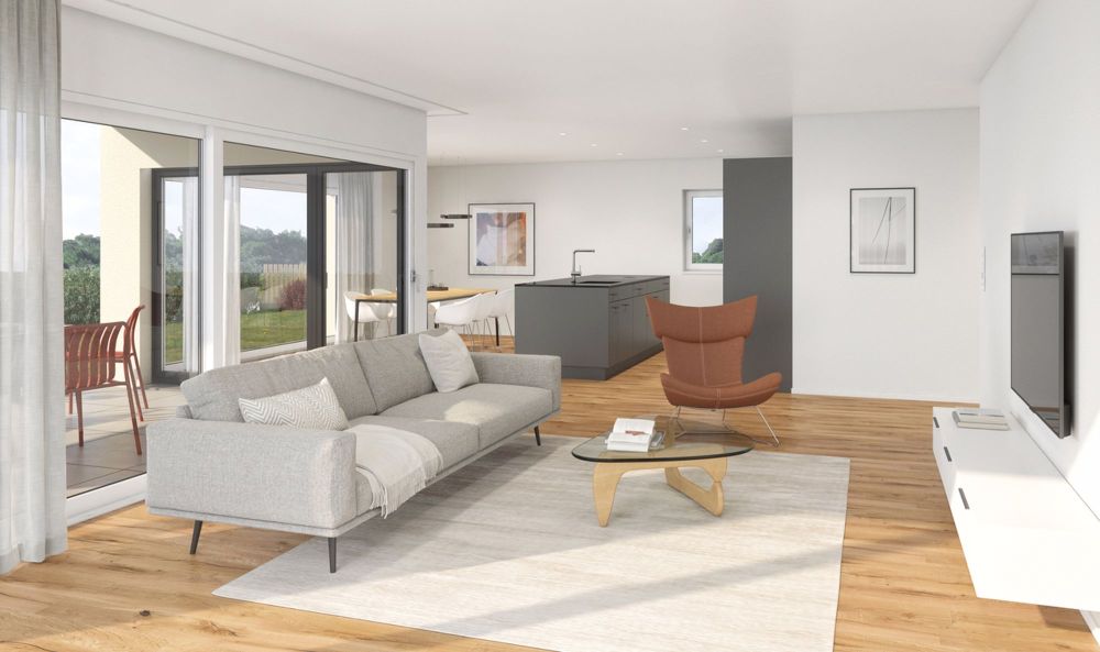 MFH Effilo - Wohntraum mit 4.5 Zimmer, 2 Bäder im 1. OG (Whg 522-4) - Lichtdurchfluteter Wohnbereich (Whg 2,4)