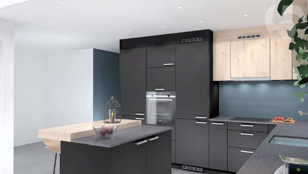 Großzügige 5.5-Zimmer-Wohnung mit 126 m2 und Abstellraum, Balkon mit Westausrichtung, Bauprojekt in Villars-le-Terroir - Einheit B6 - Illustration cuisine modifiable - budget confortable de 30'000.-