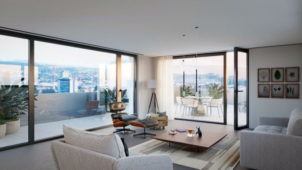 COSMO TOWNHOUSE | URBANES LEBEN IN BIEL - Wohnzimmer mit Weitsicht