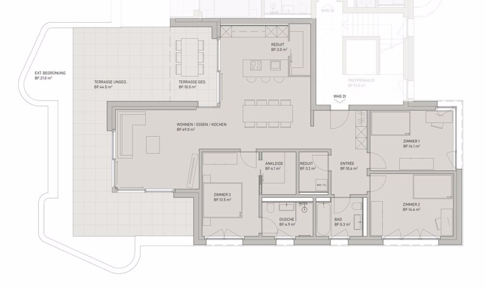 NEUBAU: 3.5- und 4.5-Zimmerwohnungen - Attikageschoss 4.5-Zimmerwohnung 31