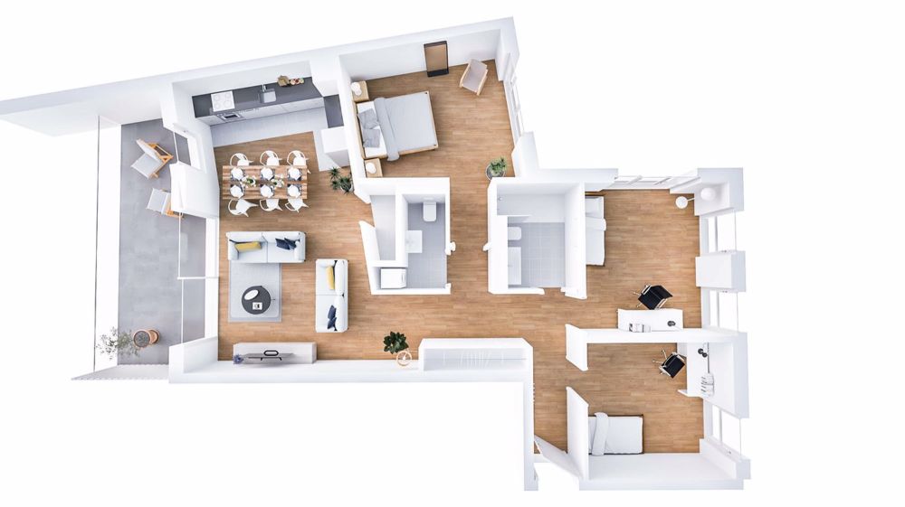 Plan de l'appartement en 3D