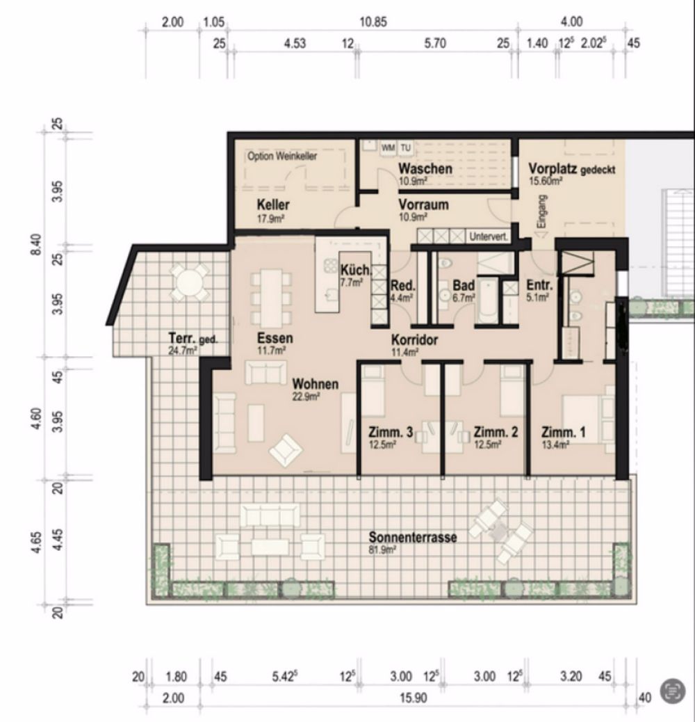 LICHTDURCHFLUTETE TERRASSENWOHNUNG - Grundriss