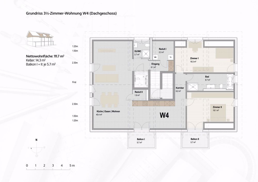 Grosszügige 3.5-Zimmer Dachgeschosswohnung in Hägglingen - Bild 8