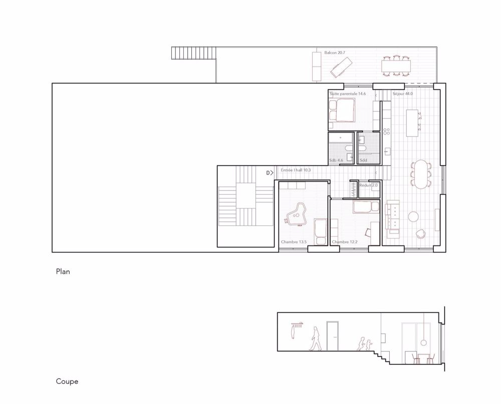 Appartement de 3 chambres avec un grand salon-cuisine - Bild 9