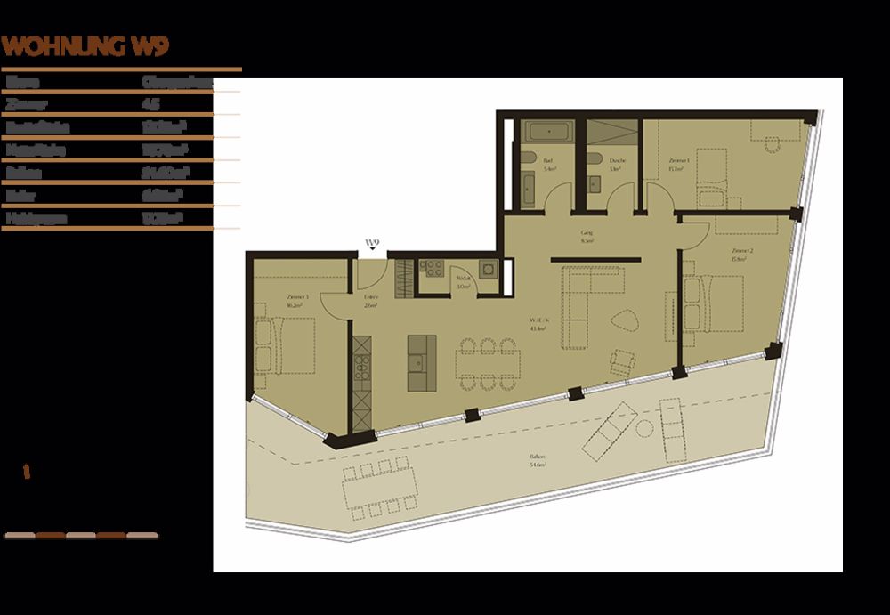 Exklusive, moderne Geschosswohnung mit vorgelagerter Terrasse und unverbaubarer Aussicht - W9 - Bild 5
