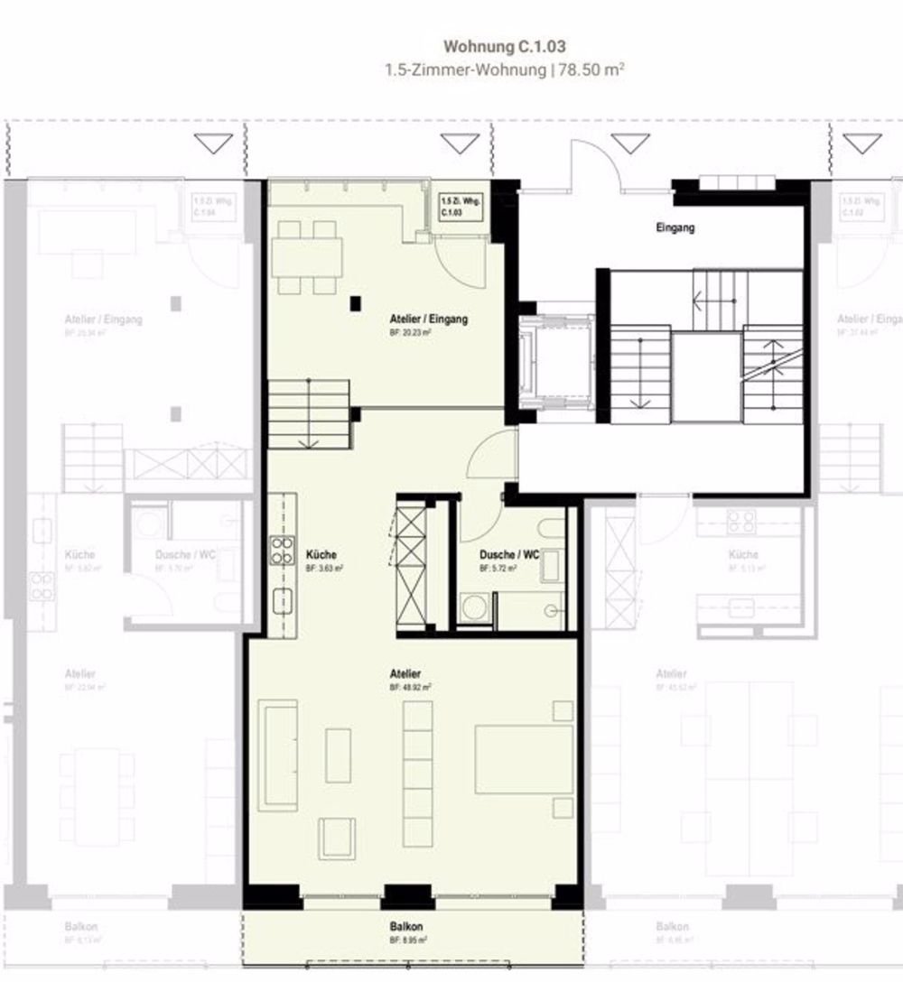 Erstvermietung - Wohn-Ateliers für kreative Wohn- & Arbeitskonzepte - Grundriss C.1.03