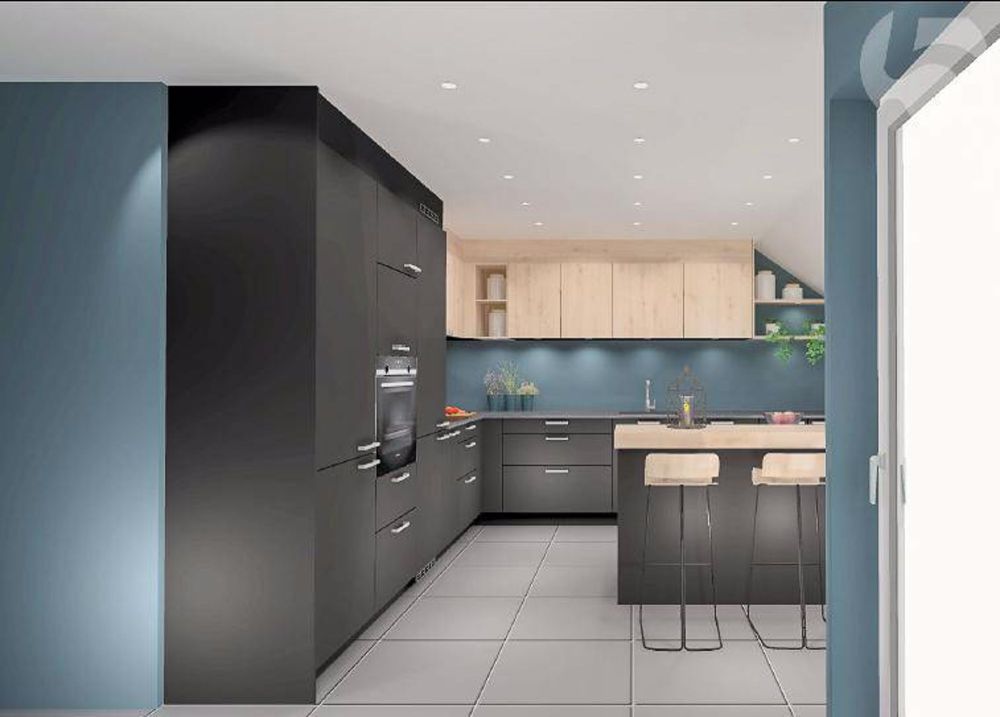 Großzügige 5.5-Zimmer-Wohnung mit 126 m2 und Abstellraum, Balkon mit Westausrichtung, Bauprojekt in Villars-le-Terroir - Einheit B6 - Illustration cuisine modifiable - budget confortable de 30'000.-