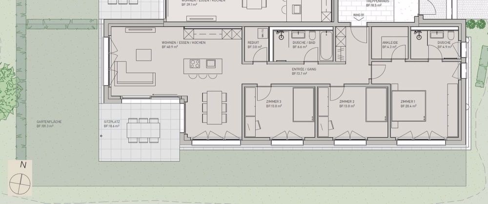 NEUBAU: 4.5-Zimmer-Gartenwohnung - Grundriss Gartenwohnung EG links