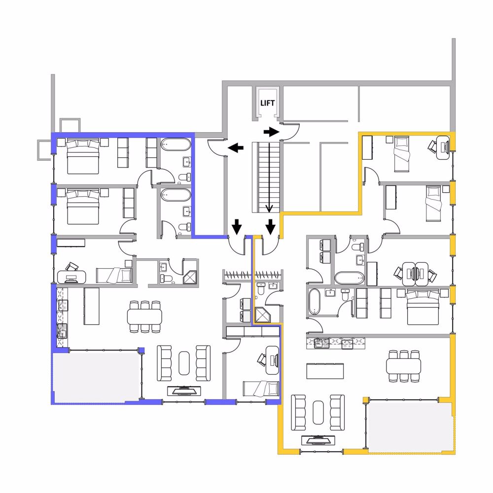 5.5 ZWG in der 1. Etage Ost - Pläne 1. OG (6500x6500)