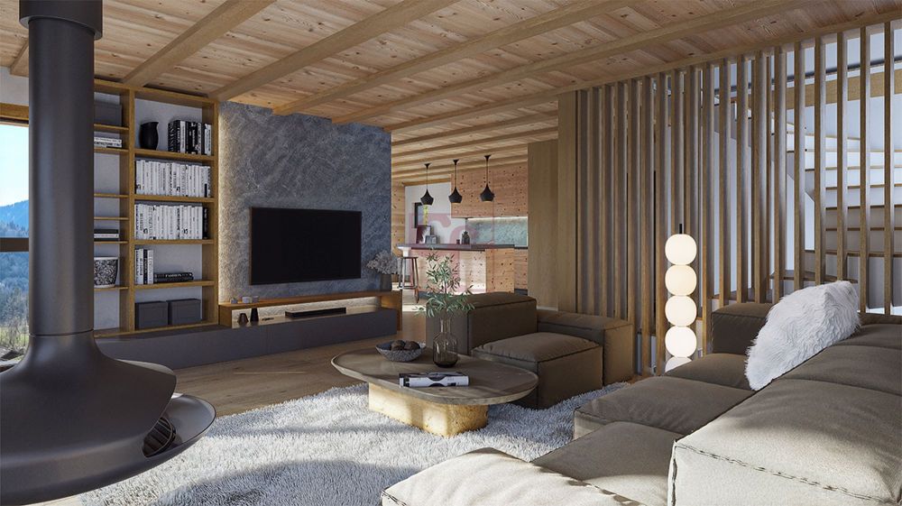 Das Chalet in Les Sciernes-d'Albeuve auf dem Plan - Séjour