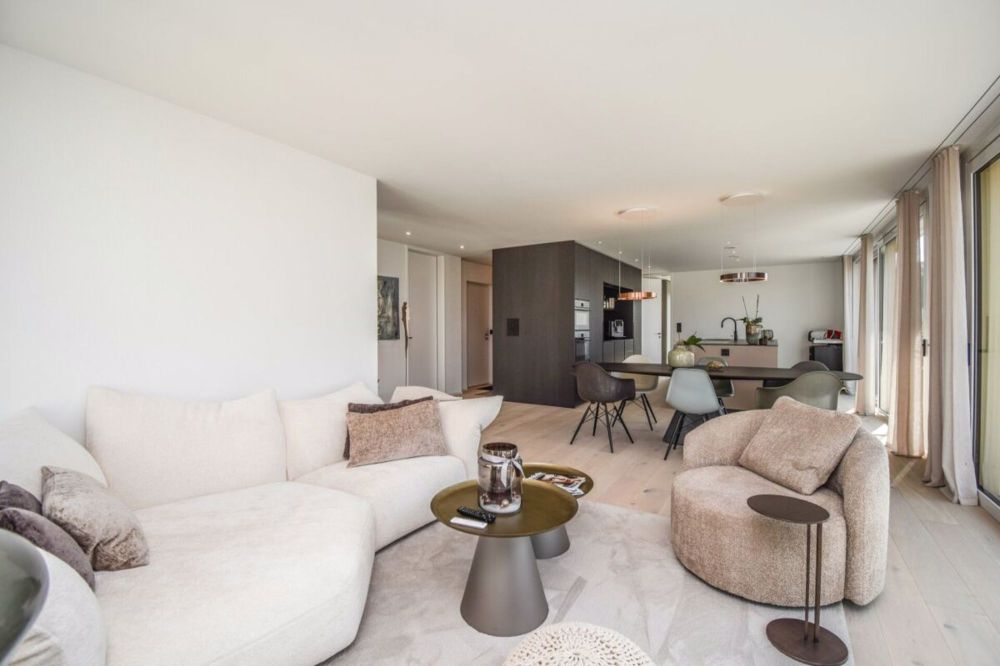 Luxuriöse 4.5-Zimmer-Attikawohnung mit idyllischem Blick ins Grüne - Wohn- und Essbereich