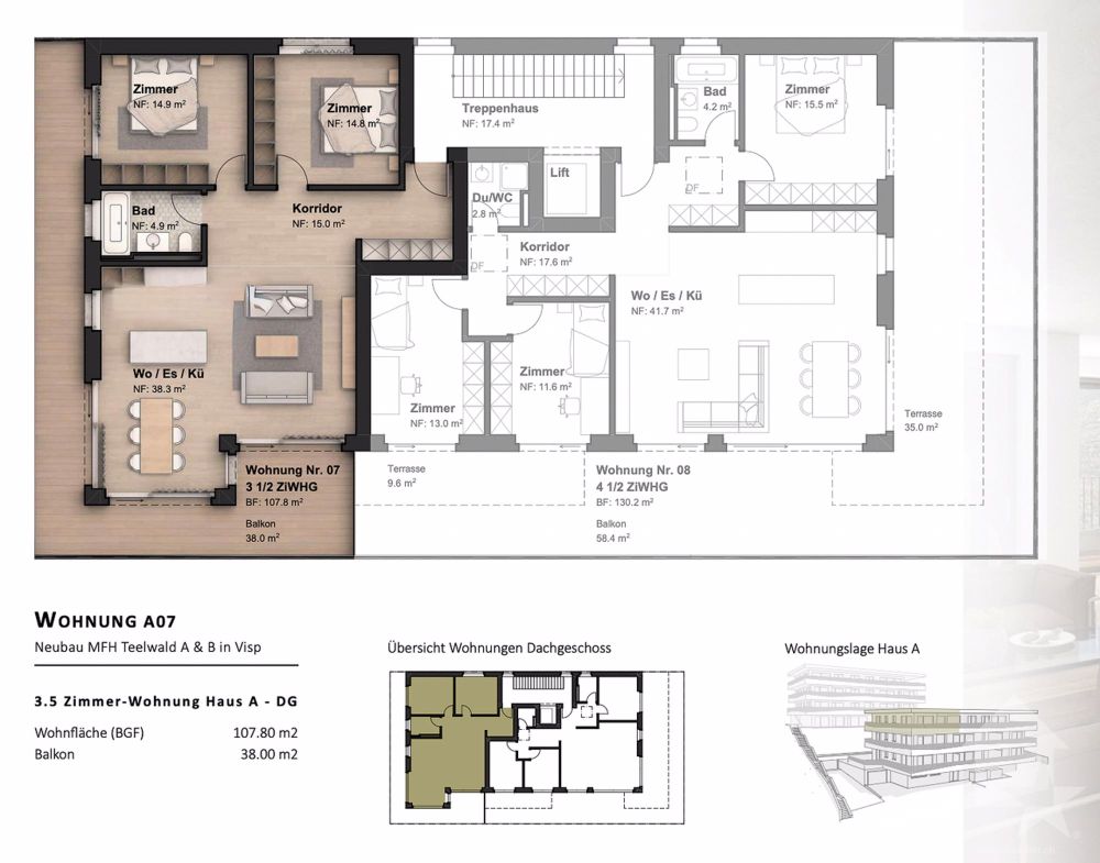 Appartement neuf de 3,5 pièces en hauteur privilégiée - / 3.5 Attika chf 912`000