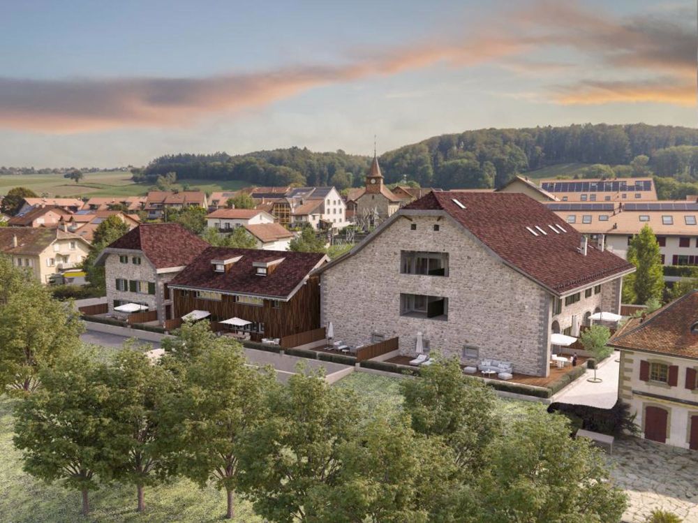 Vue sur la cour d'honneur du Domaine du Château de Mex. A moins de 6 km de Crissier - Agréable ambiance villageoise aux portes de Lausanne