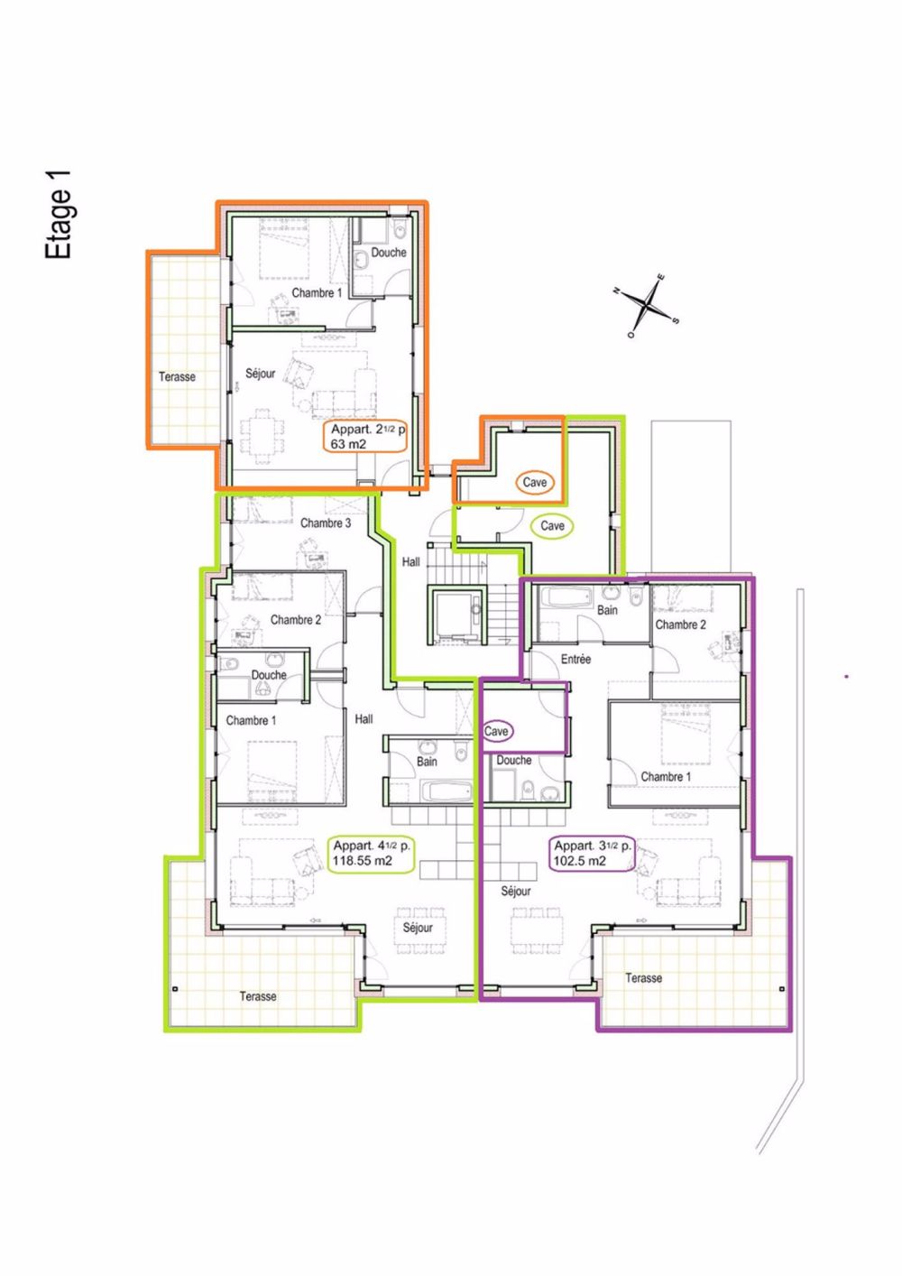 Neue Residenz "Lentine - Plan d'étage GLOBAL - Etage 1