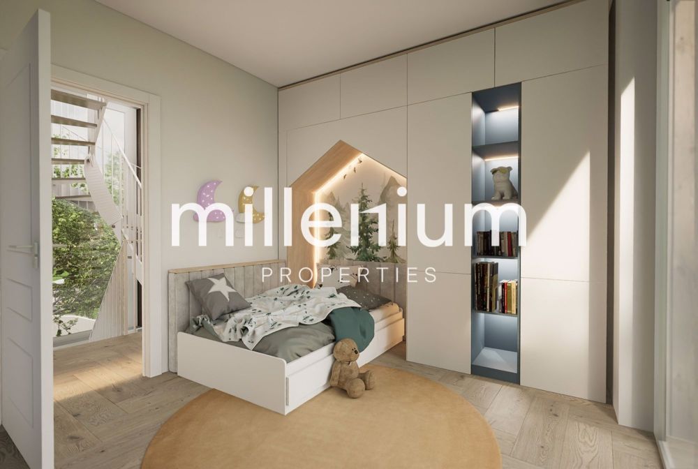 Projet STIERLIN - Villa F - une petite chambre avec un lit blanc dans un appartement / a small bedroom with a white bed in an apartment