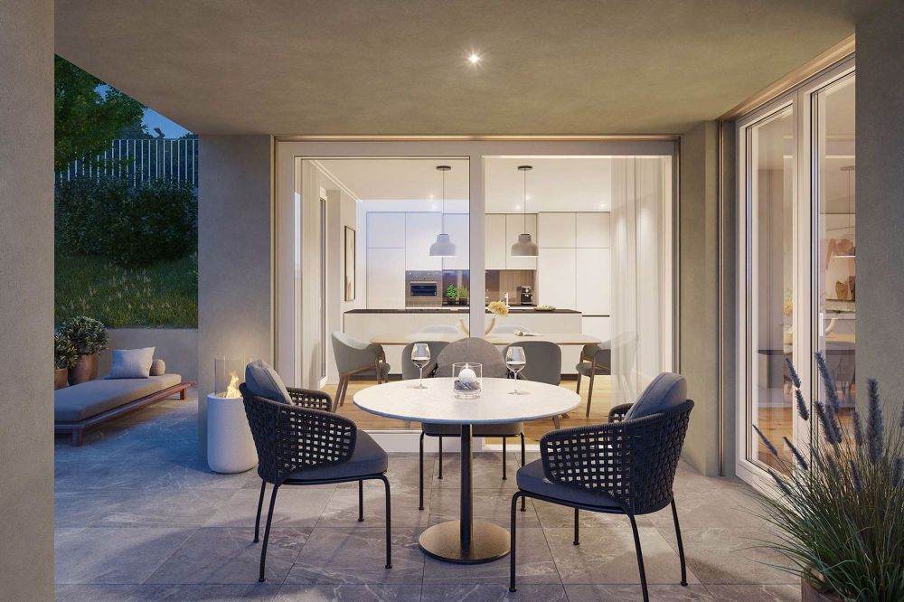 SONNHALDE - 5½-Zimmer-Einfamilienhaus mit Doppelgarage - Visualisierung Wohnen / Sitzplatz