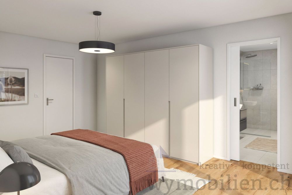 Wohntraum mit 4.5 Zimmer im 1. OG (Whg 522-3) - Baustart ist erfolgt! - Beispiel Schlafzimmer mit direktem Zugang ins Bad (Whg 2,4)