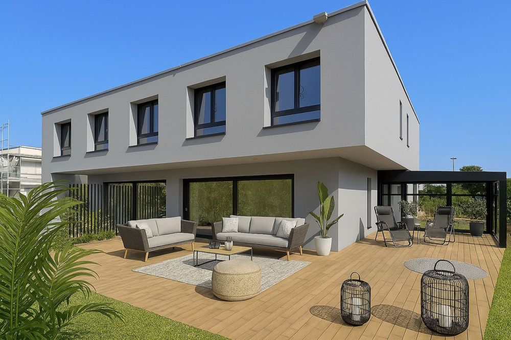 4 neue Villen - ein idyllischer Lebensraum inmitten der Natur! - Proposition d'aménagement de l'extérieure (véranda pas inclus)