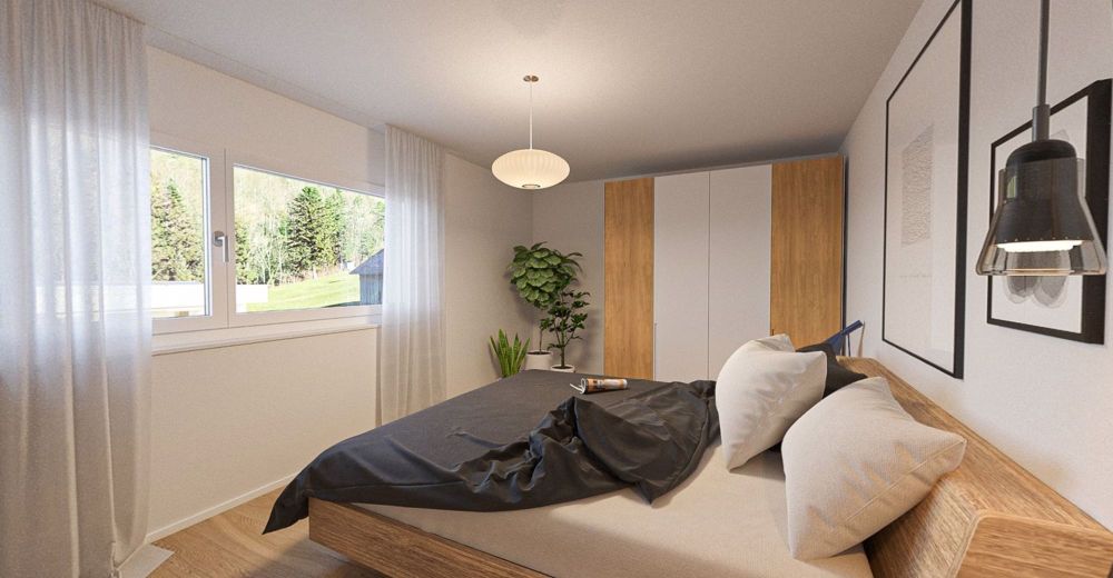 Lebensqualität auf einen Blick: Neubauwohnung mit Weitblick ins Grüne - Schlafzimmer