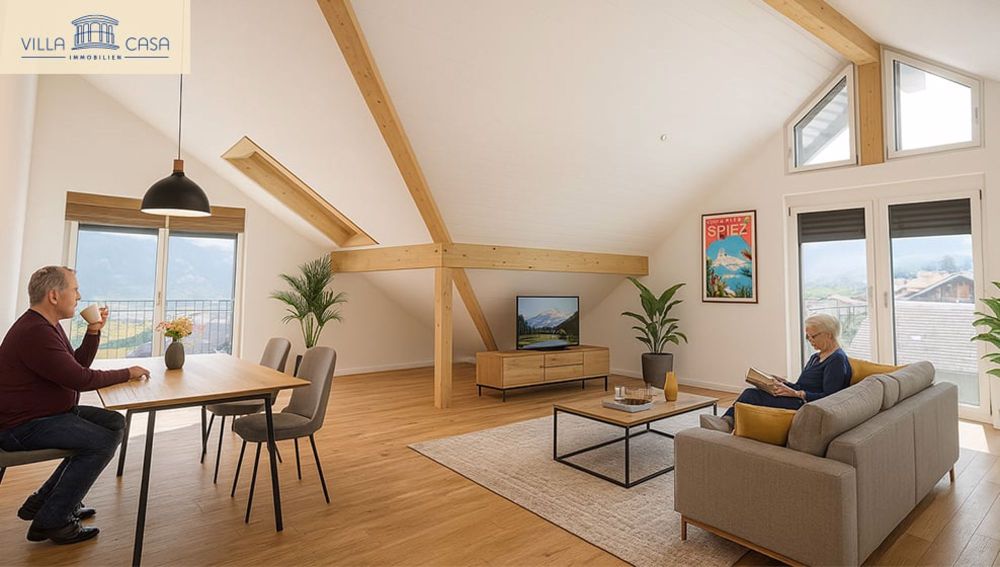 4½-Zimmer-Dachwohnung mit Seesicht in Spiez – ideal für Home-Office! - Bild 2
