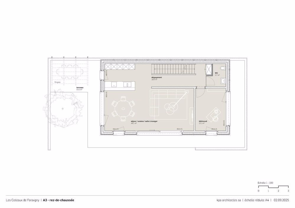 3 villas individuelles de 5.5 pièces - Plan du rez