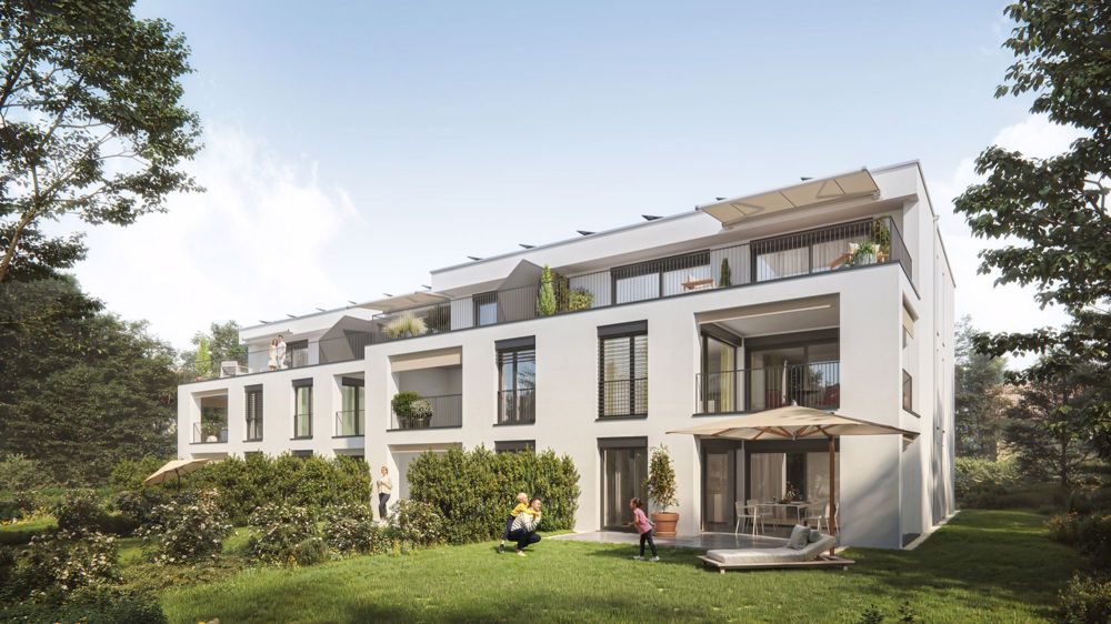 Neubauprojekt Eichenstrasse Münchenstein - Aussensnasicht Gartenseite