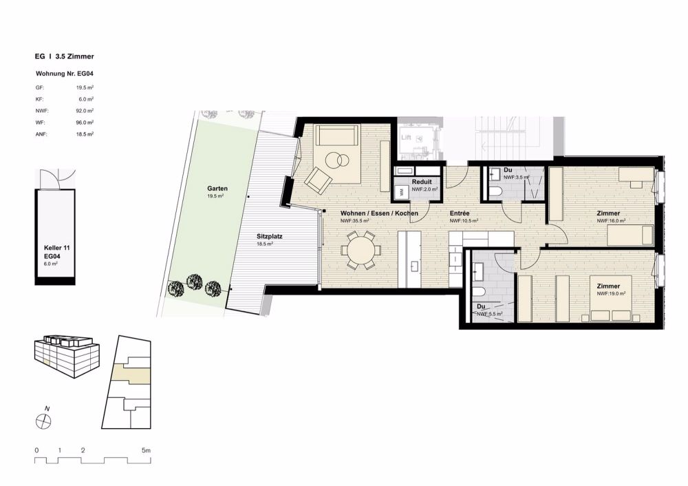 3.5-Zimmer-Gartenwohnung mit Blick auf Park und Bächlein - Bild 2