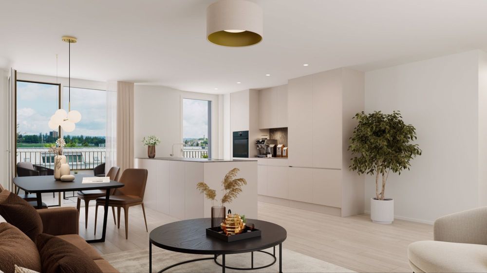 4.5 Zimmer-Attikawohnungen mit Weitsicht über Oerlikon - Küche mit Kochinsel