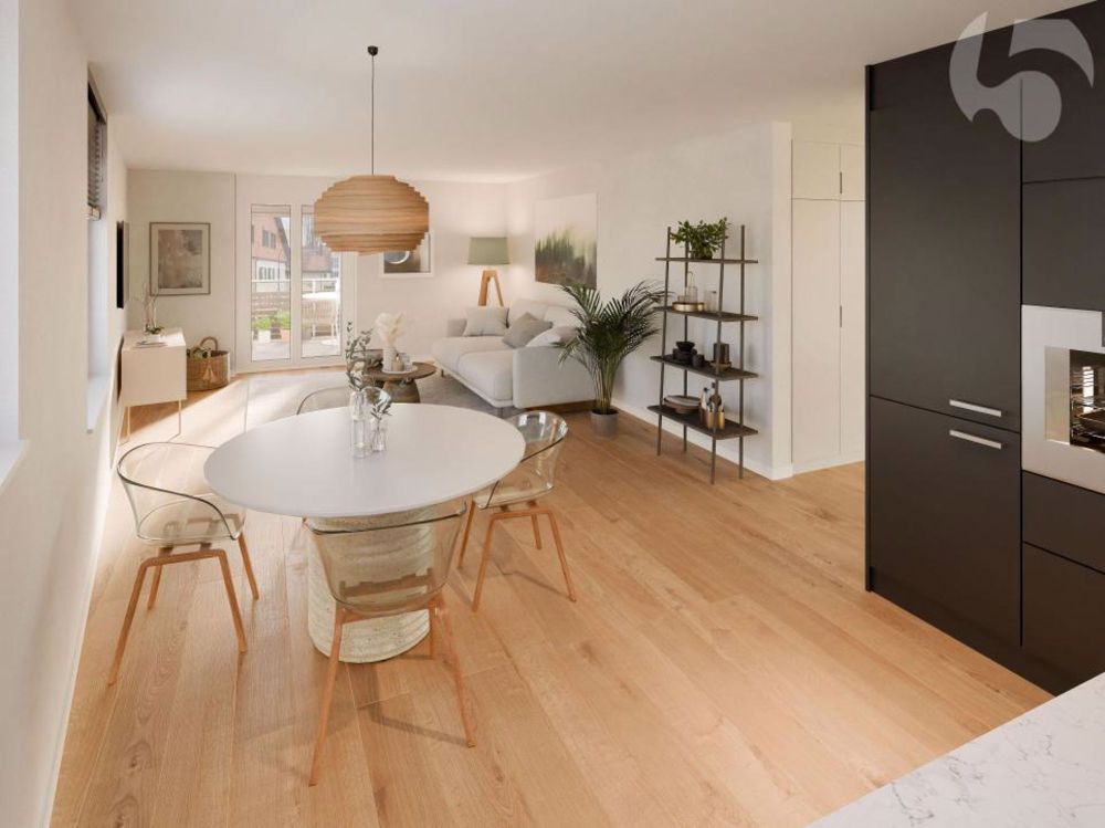 Villars-le-Terroir, chantier ouvert : Spacieux 3.5 pcs de 89 m2 avec balcon - Image de synthèse de l'appatement B5 - 3,5 pcs avec séjour - cuisine de 33 m2