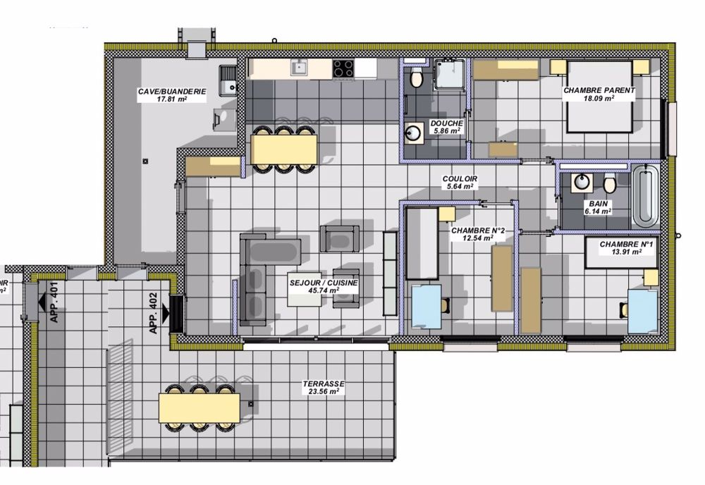 Prächtige 4.5-Zimmer-Dachterrasse-Wohnung mit Panoramablick in Salins - Bild 2