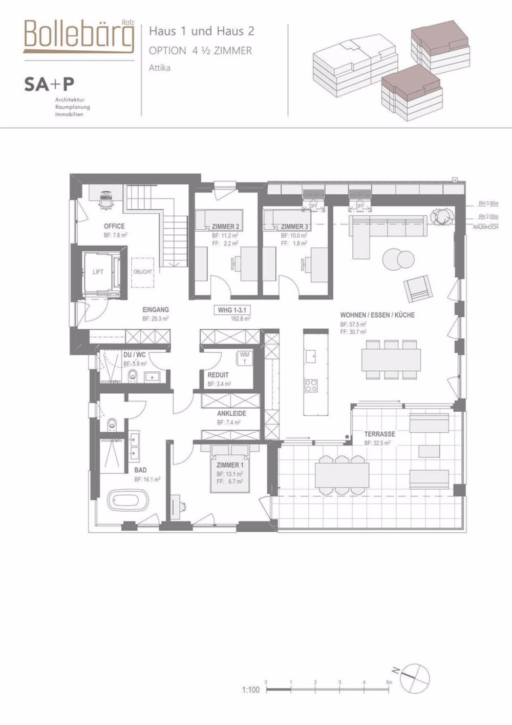 Modern, grosszügig, luxuriös, ruhig - Attika-Whg. Haus 1 + 2, als 4.5-Zi.