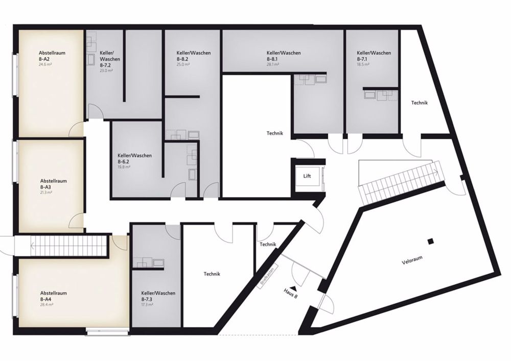 Traumhafte 3.5-Zi.-Attika-Wohnung mit 56 m² grosser Terrasse - Grundriss
