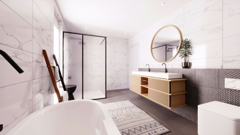 Neues 6.5-Zimmer Doppeleinfamilienhaus - Bad DU WC