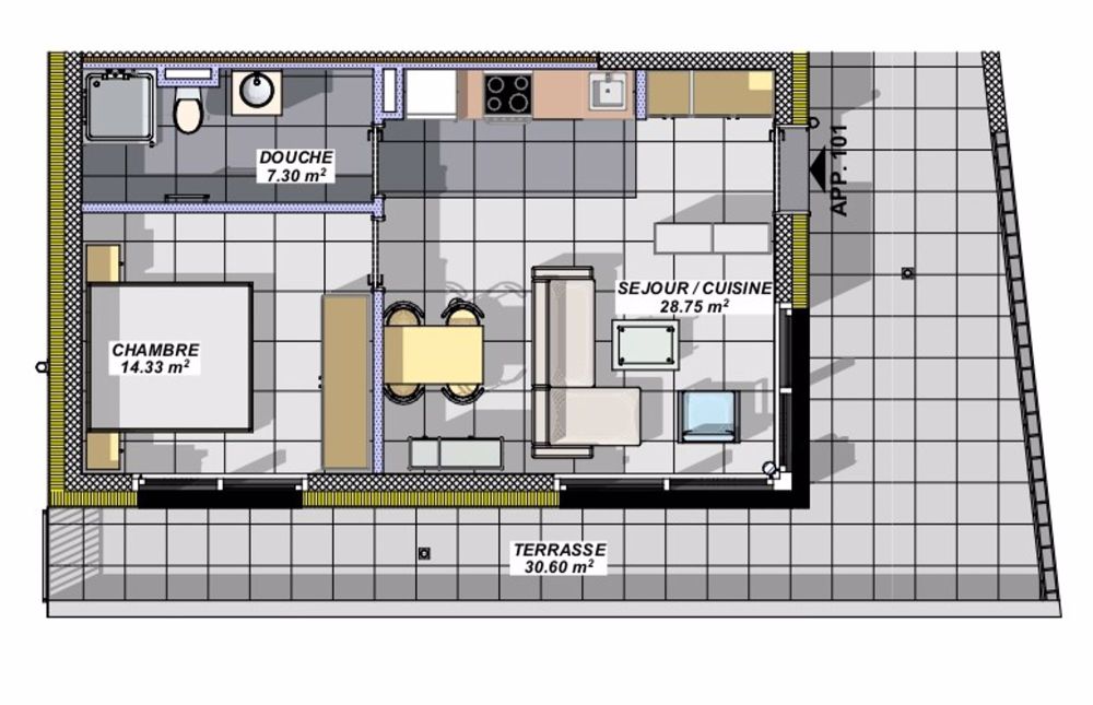 Zweieinhalb-Zimmer-Wohnung mit Balkon in Salins - Bild 1