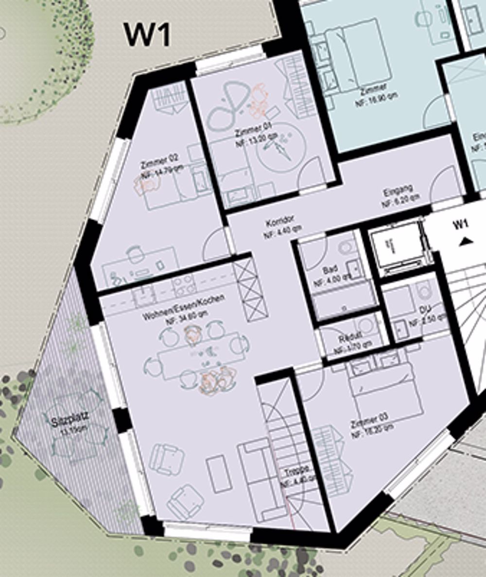 Helle und grösszügige 5.5-Zimmer-Maissonette-Gartenwohnung mit Aussicht - W1 - Bild 9