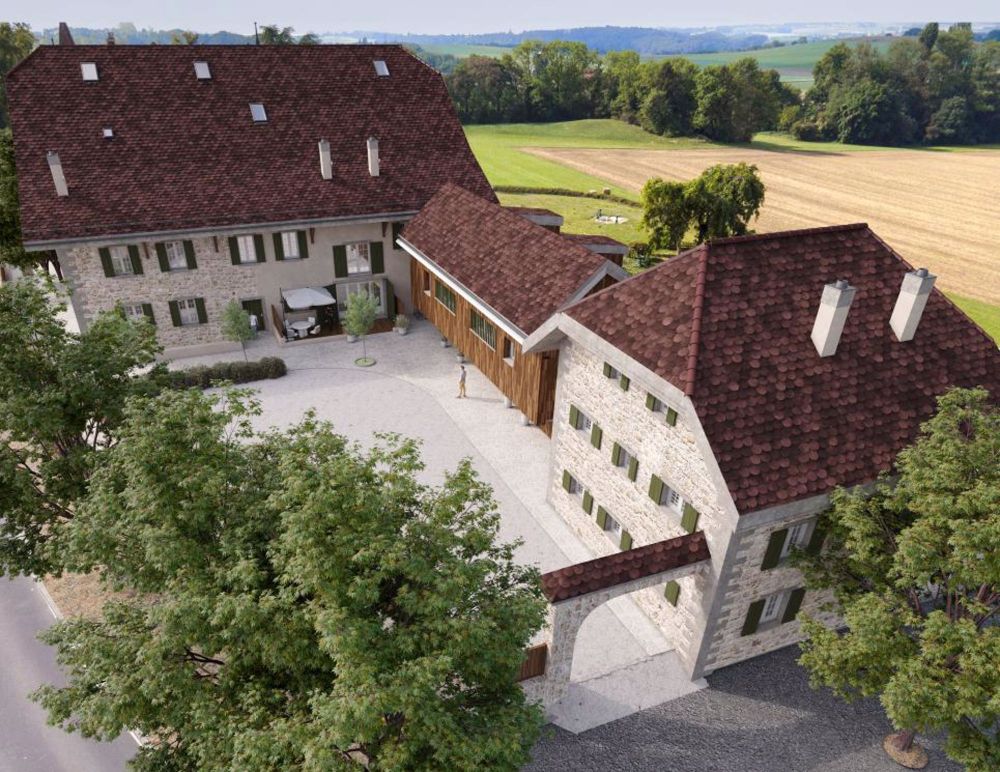 Vue sur la cour d'honneur du Domaine du Château de Mex. A moins de 6 km de Crissier - Un site éminent et protégé