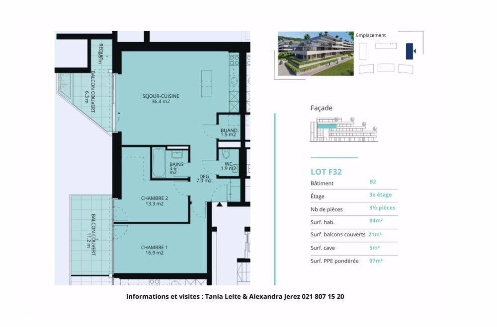 Die Opalbucht, neue 3.5-Zimmer-Wohnung mit 2 überdachten Balkonen - Bild 13