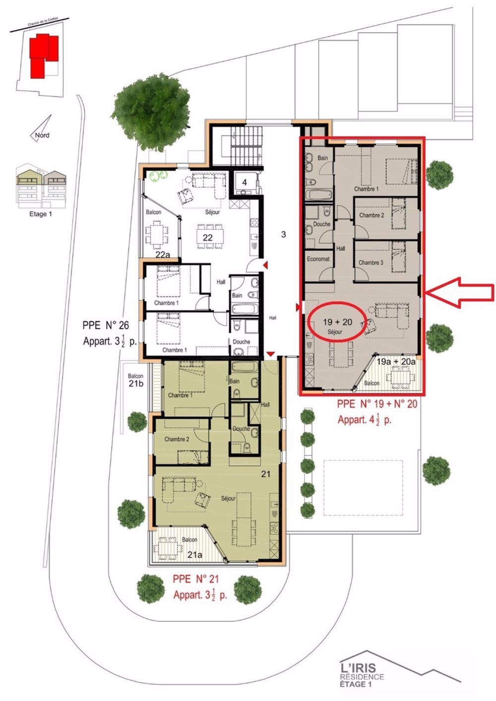 Nouveauté - Centre de Savièse - Plan 19 + 20 au 1er étage