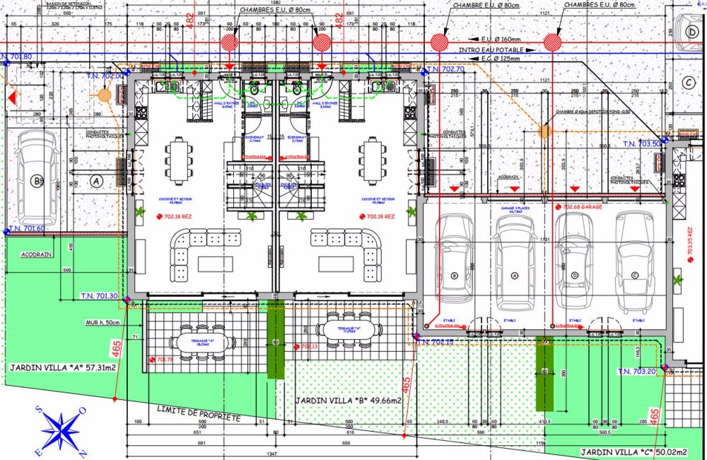 Zu verkaufen, Reihenhaus, 1726 Farvagny-le-Petit, Ref 1726-B - Plans rez-de-chaussée