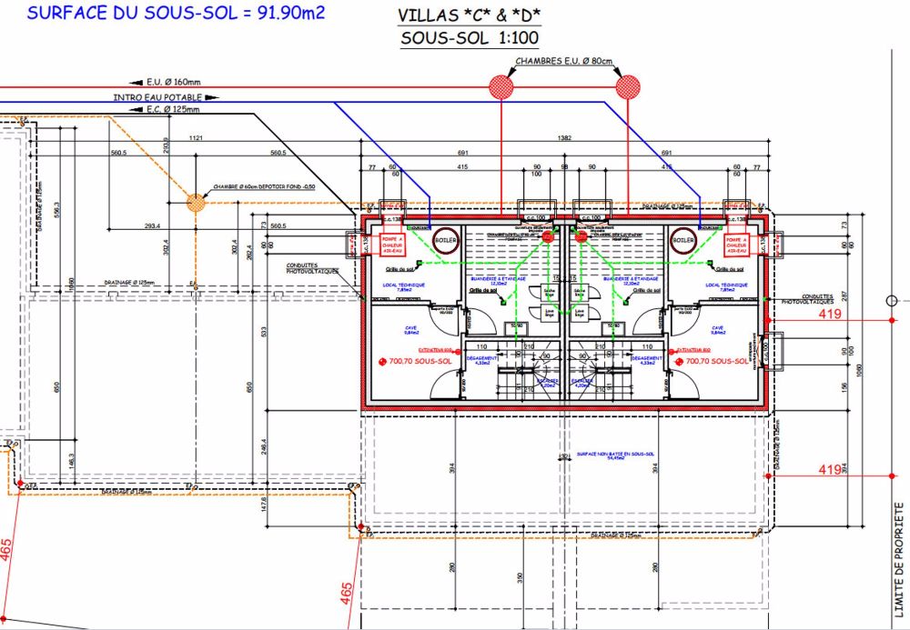 Zu verkaufen, Reihenhaus, 1726 Farvagny-le-Petit, Ref 1726-D - Plans sous-sol