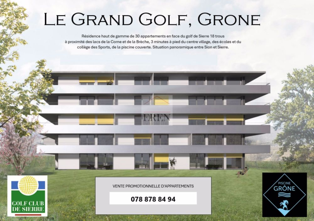 Attika 3.5 Zimmer neu mit großer Terrasse von 43.50 m2 - Promotion "Le Grand Golf" à Grône - Appartements neufs à vendre
