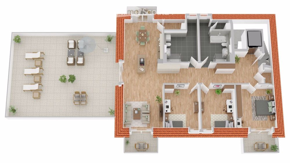 Luxuriöse Wohnung mit einer 80m2 grossen Terrasse - Bild 2
