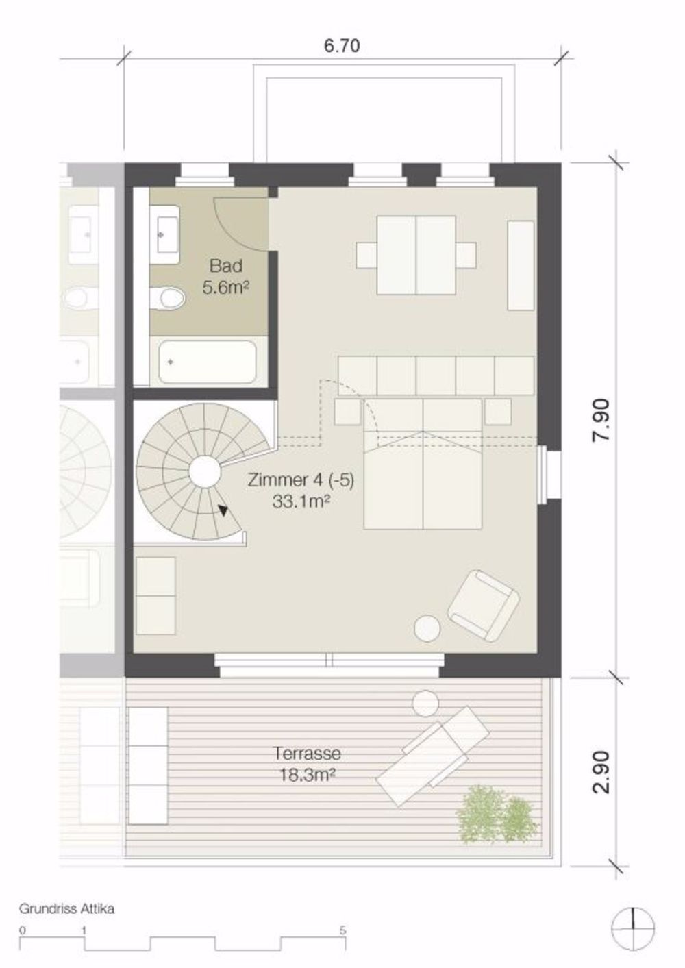 Panoramaview - Neubau 3 Doppeleinfamilienhäuser in Neuenegg - Grundriss Attika