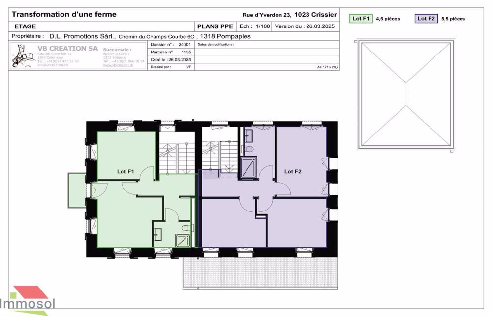 Crissier - Maison Jumelle de 4.5 Pièces avec Jardin - Crissier | Maison Jumelle F1 | Plan Etage