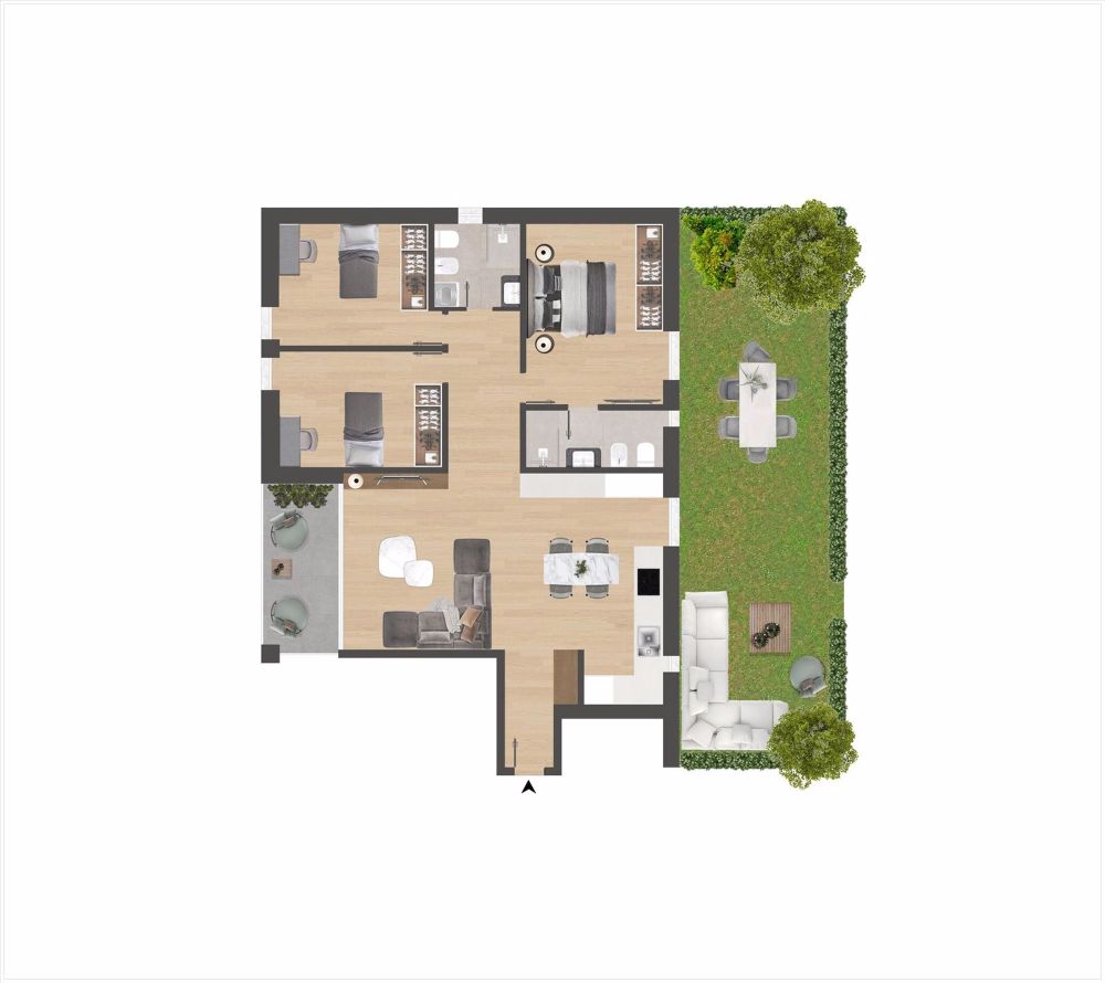 Residenza al Molino - Nuovi appartamenti moderni in posizione soleggiata / Residenz al Molino - Neue moderne Wohnungen an sonniger Lage | Residenz al Molino - Neue moderne Wohnungen an sonniger Lage - apt 1_giardino.jpg