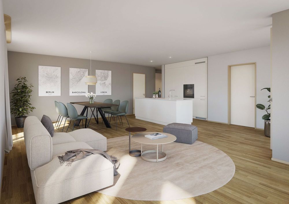 Hochwertige und attraktive Wohnungen im Neubau Perronimo - Beispiel Wohnen/Essen
