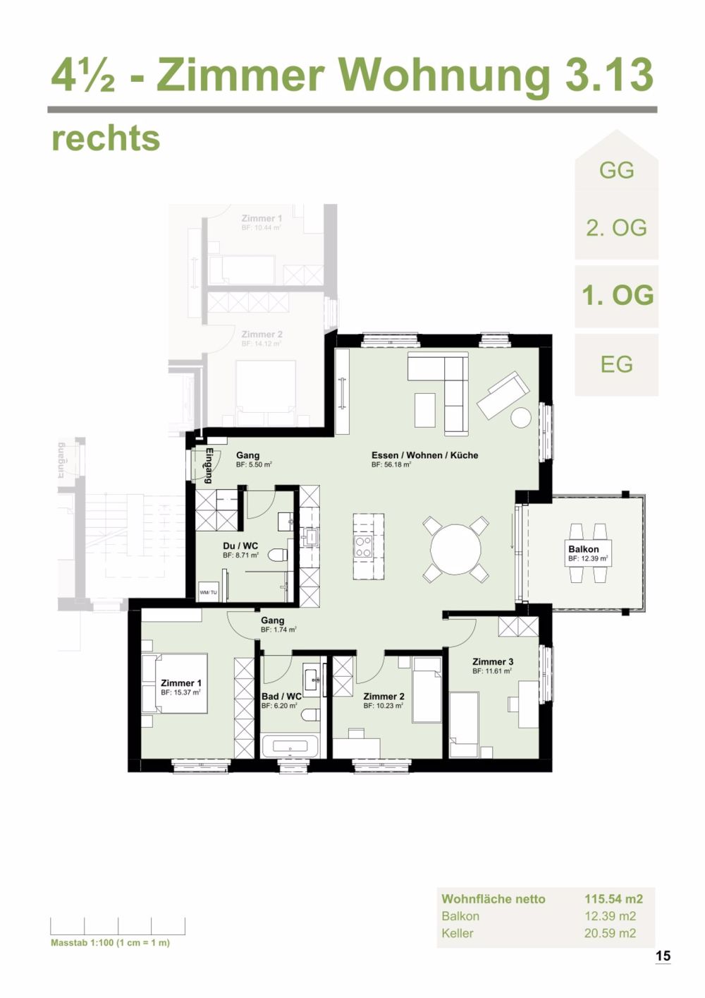 Moderne 4.5-Zimmer-Wohnung in ruhiger Lage in Bleienbach - Bild 2