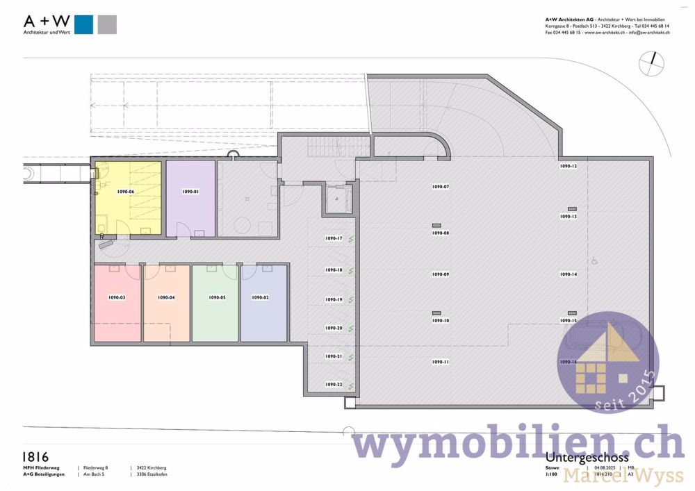2.5-Zimmer-Wohnung OG Mitte Süd mit 99.1m² Nutzfläche (1090-04) - Grundriss UG - 1090-04 (orange)