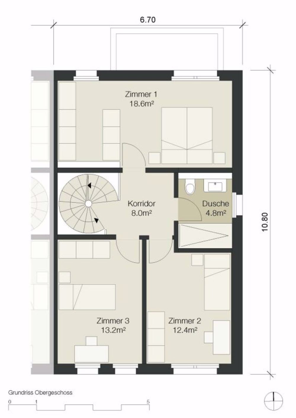 Panoramaview - Neubau 3 Doppeleinfamilienhäuser in Neuenegg - Grundriss OG