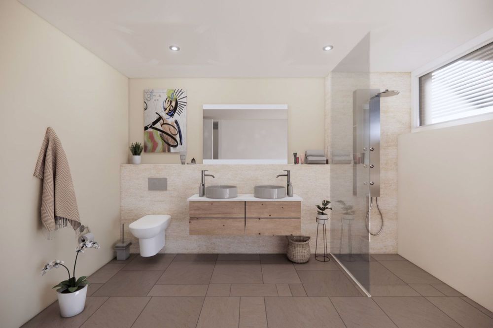 Neue barrierefreie Gartenwohnung mit zwei Sitzplätzen - Badezimmer